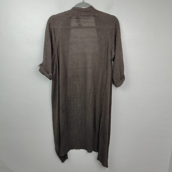Weekend Max Mara Size Large Brown Silk Hemp Open Cardigan Three Quarter Sleeve - Picture 6 of 6